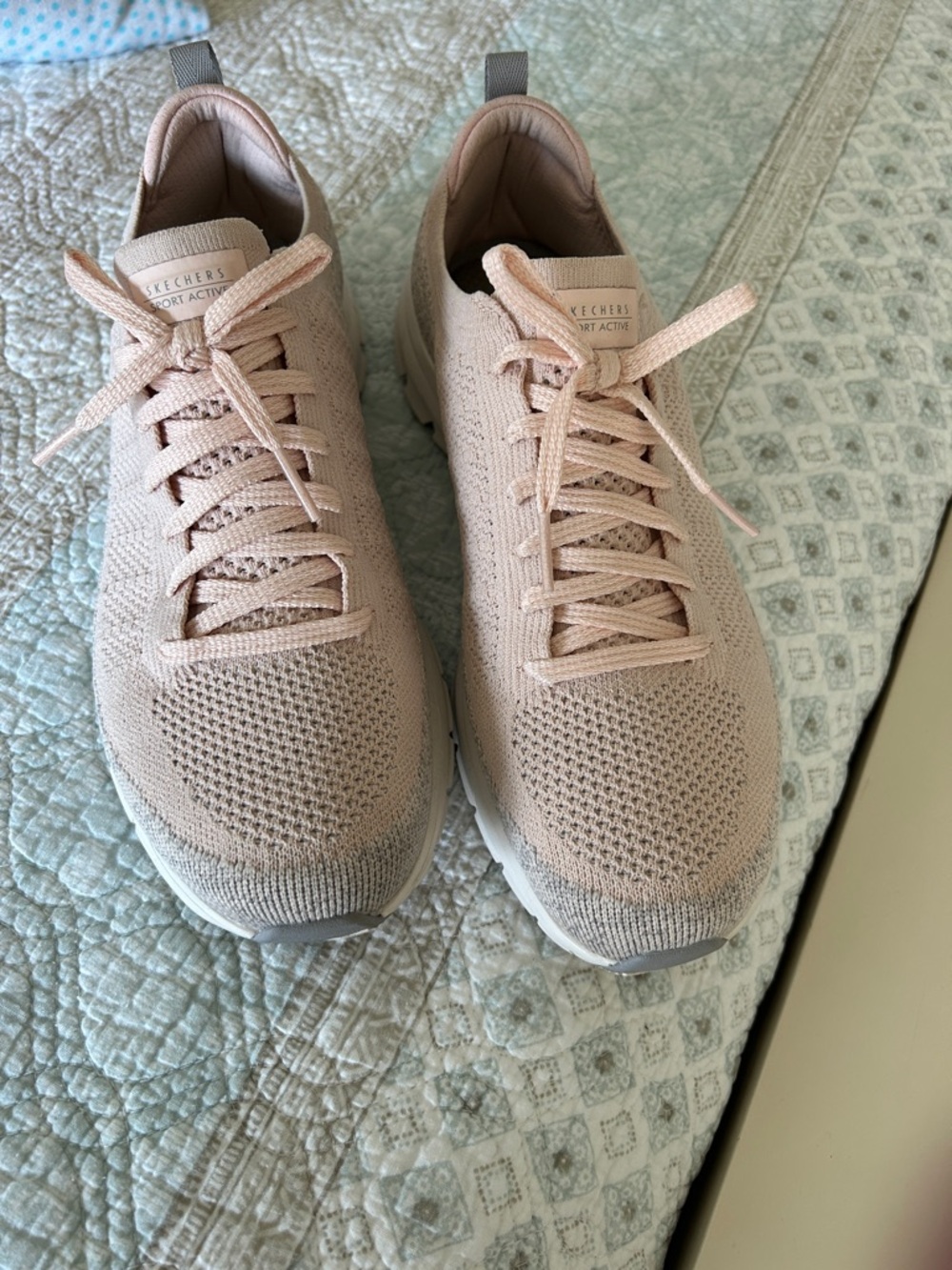 Skechers Blush Pink Knit Slip-On Sneakers